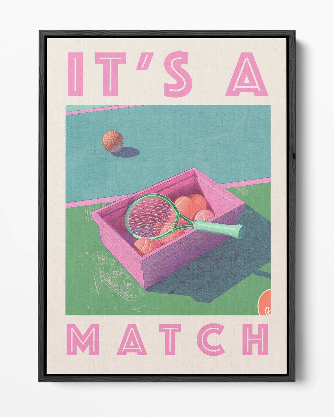 It's a Match - Retro Tennis – portret kunstwerk als wanddecoratie