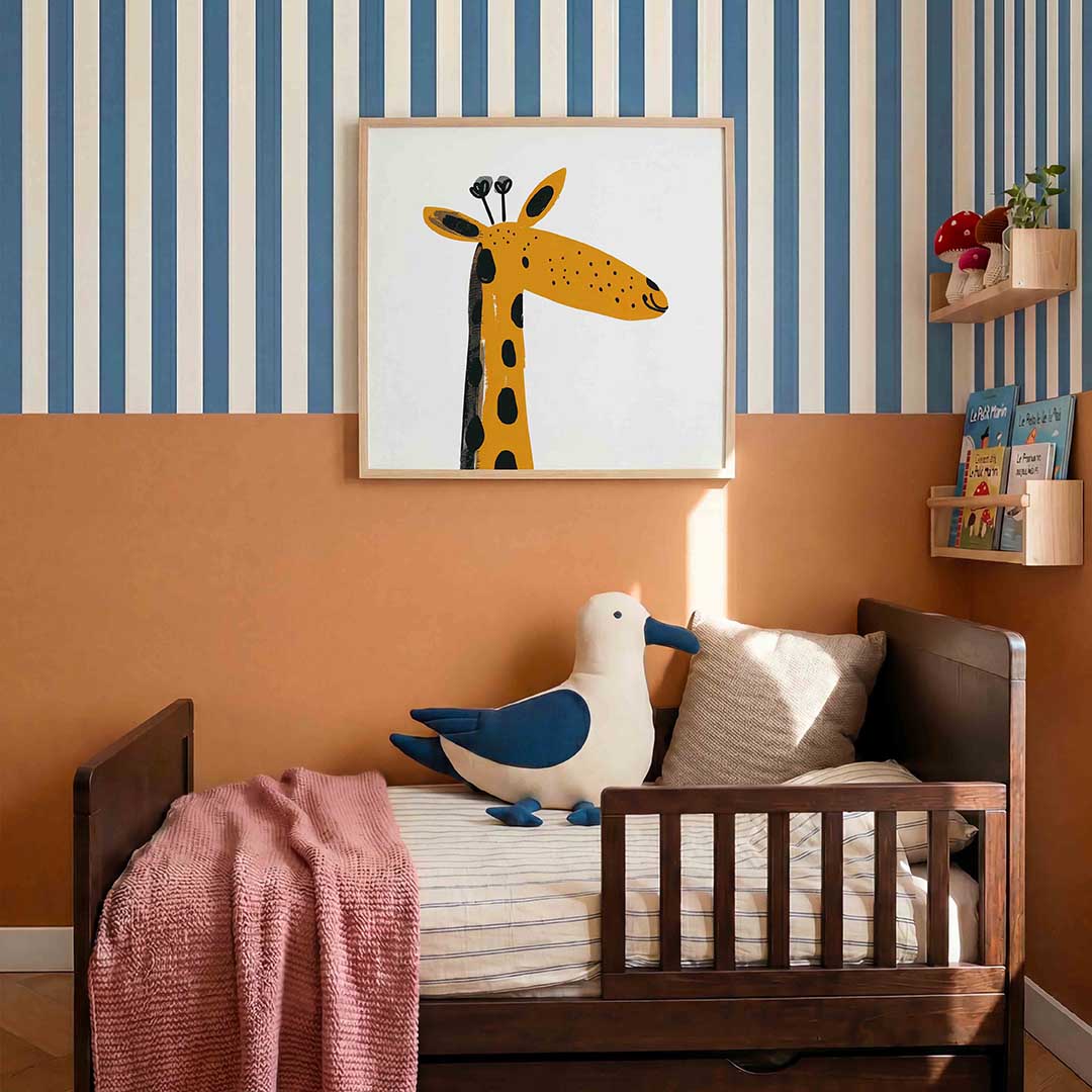 Giraffe illustratie – kids poster in vierkant formaat