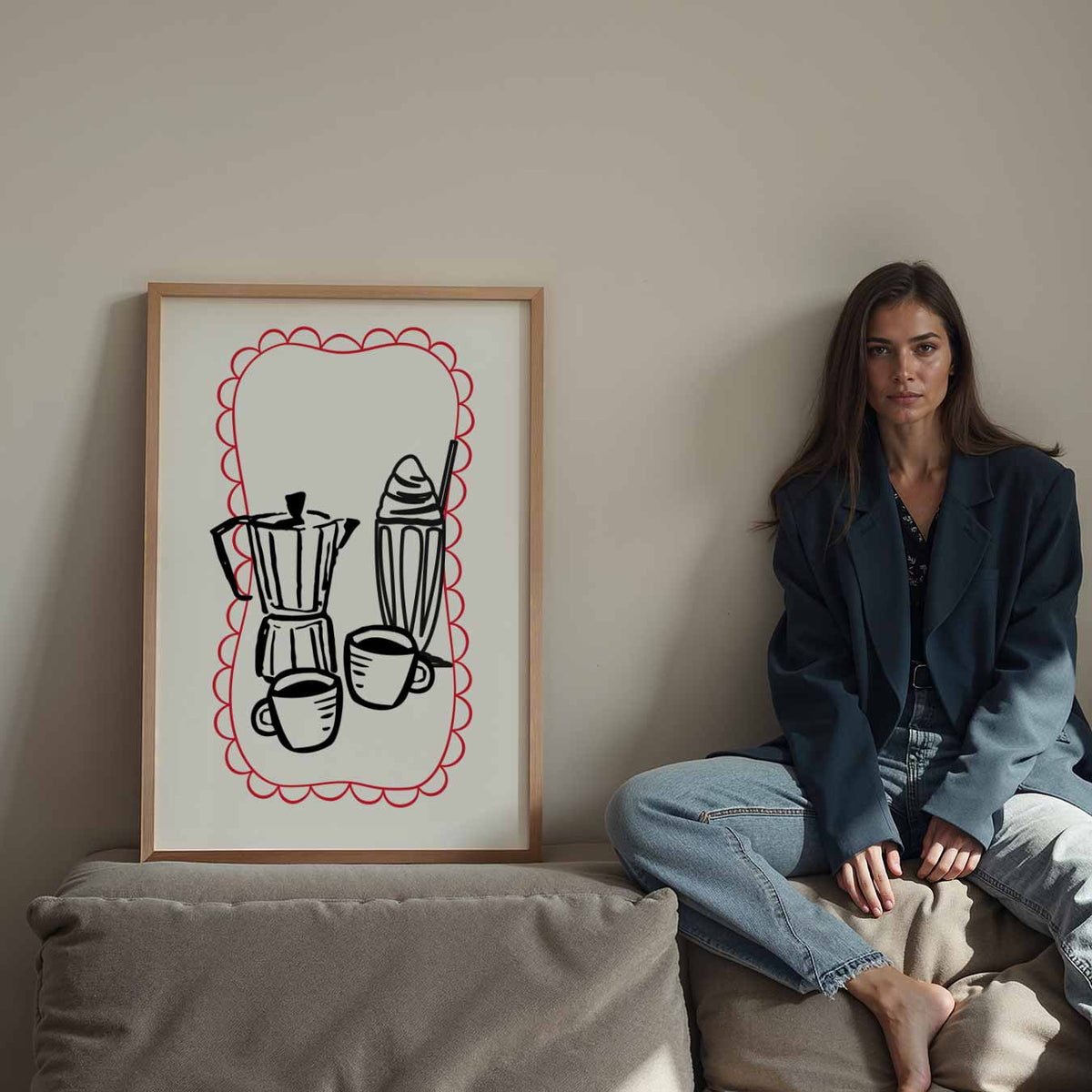 Stijlvolle Koffie Illustratie – staande keuken wanddecoratie van WallArtistic