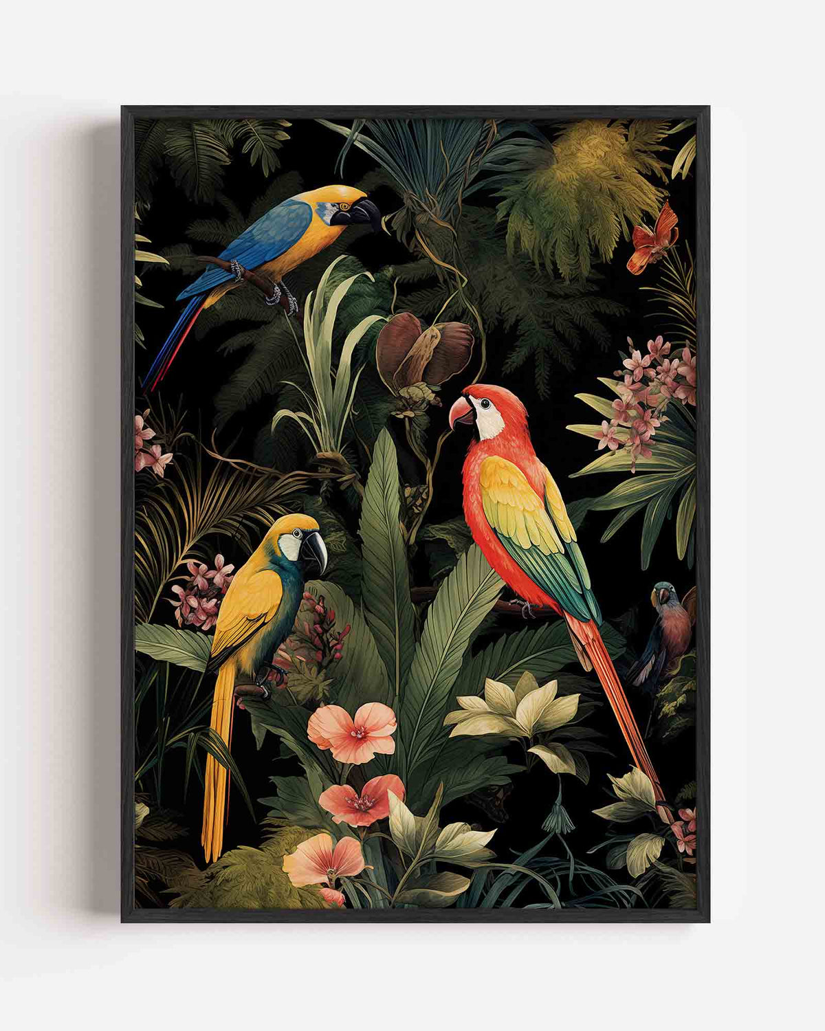 Papegaaien en planten – jungle portret poster als wanddecoratie