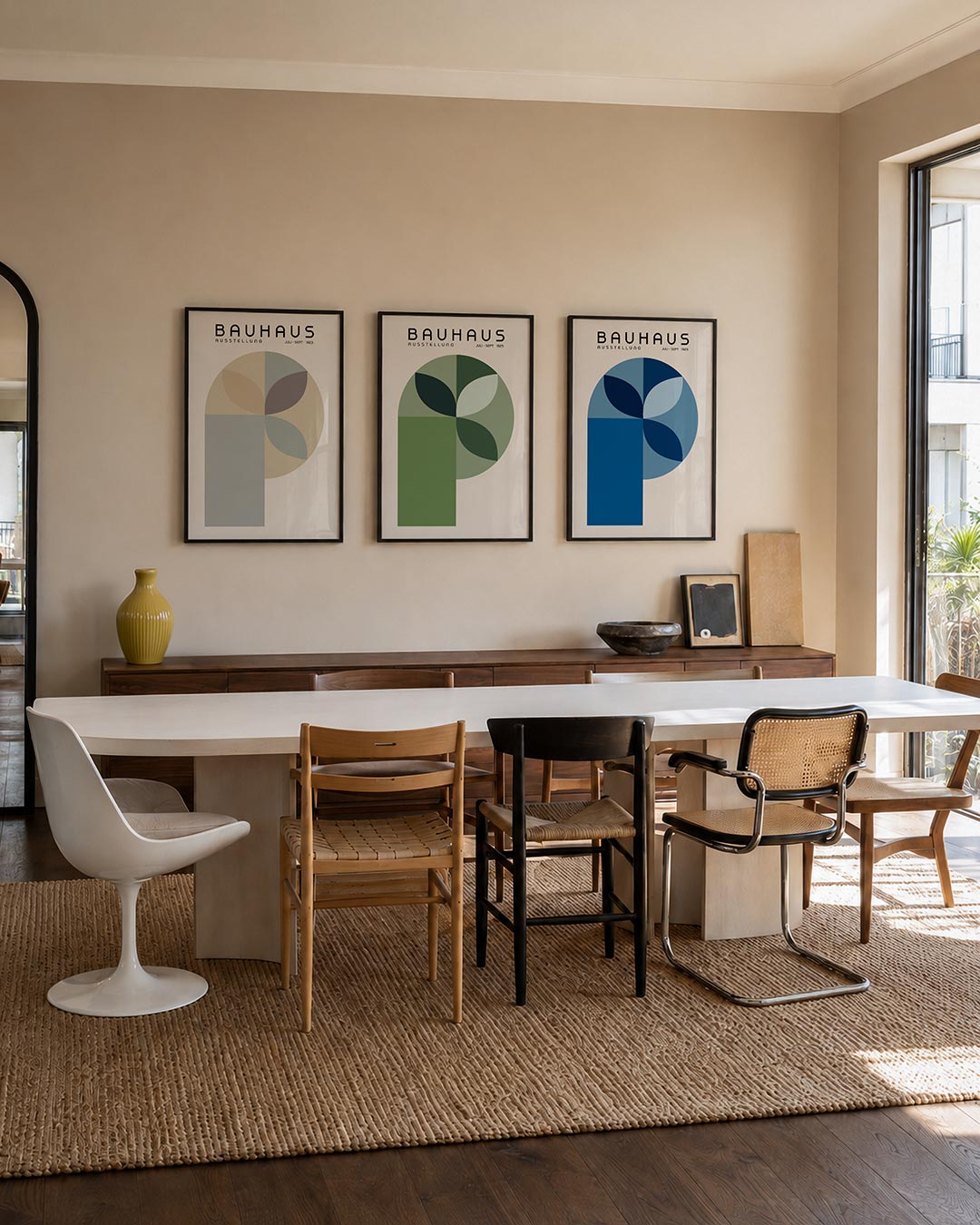 Vorm en kleur posterset – tweede productweergave – deze posterset in drie delen toont een harmonie van zachte kleuren en
