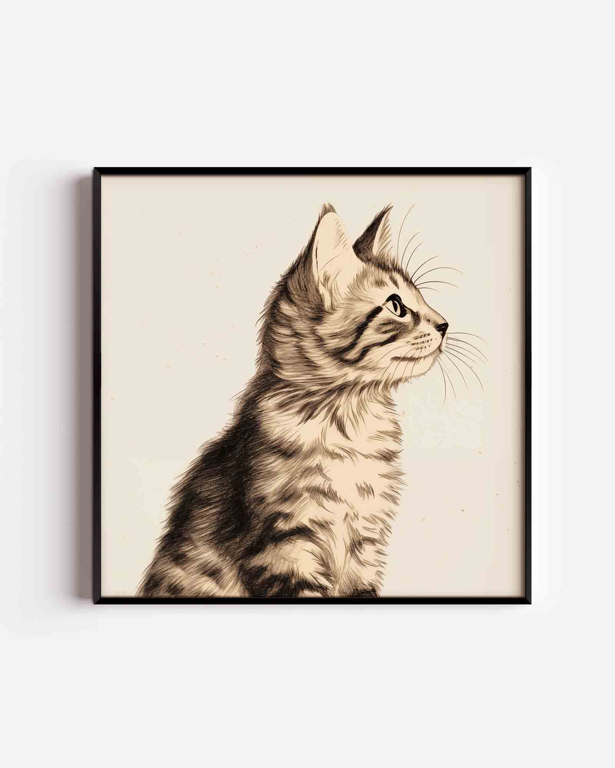 Kat in profiel – vintage vierkante poster als wanddecoratie