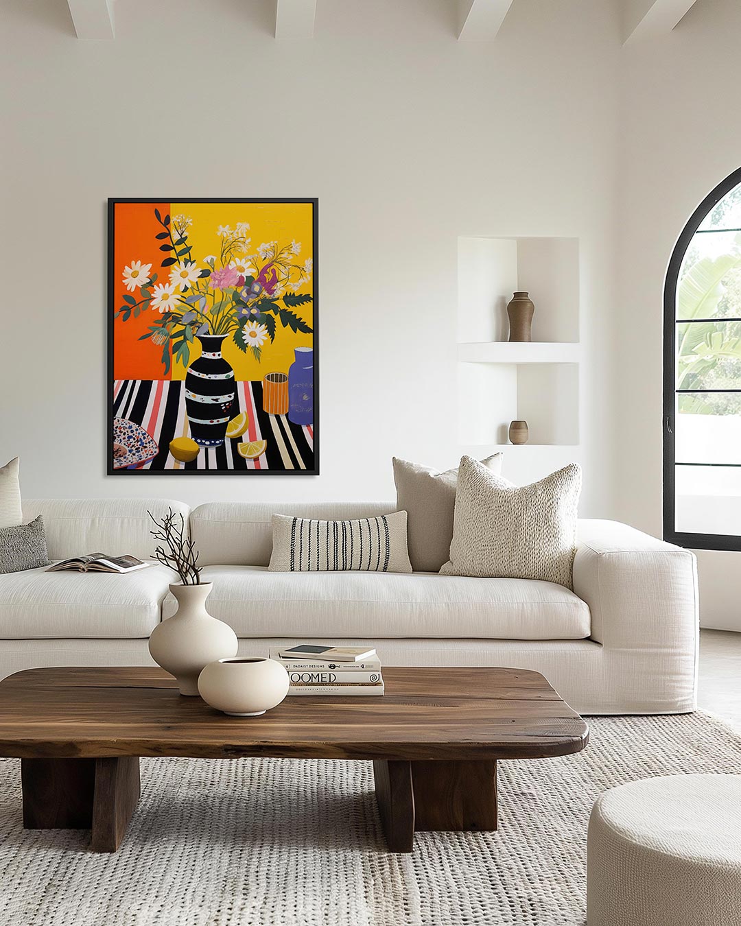 Bloemen en strepen – moderne staande wandkunst
