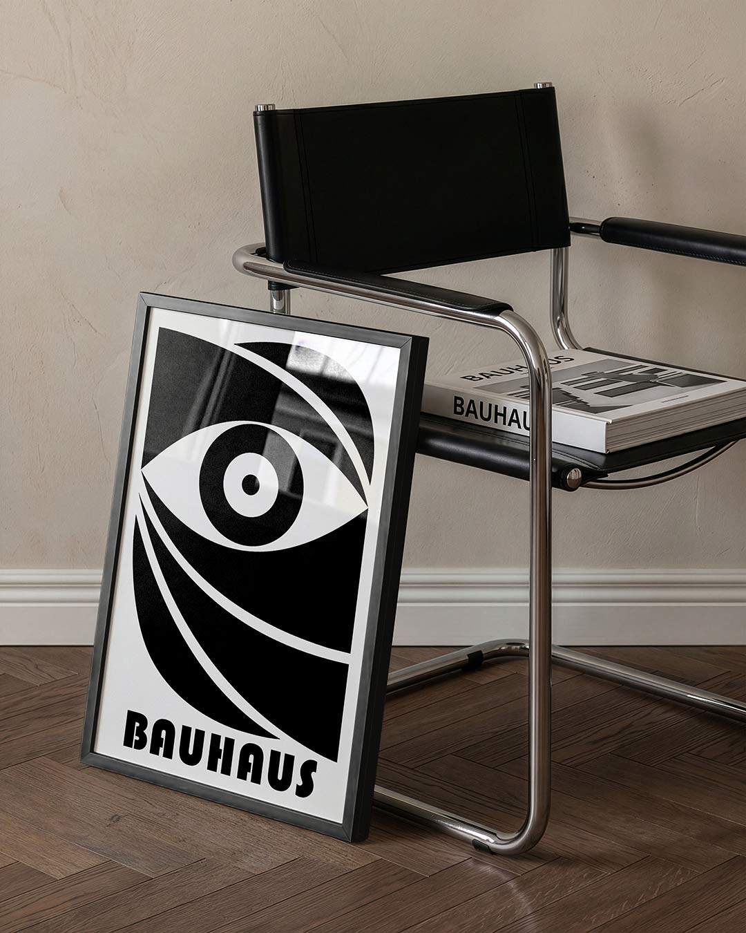 Oogvorm en lijnen – staande Bauhaus poster voor aan de muur