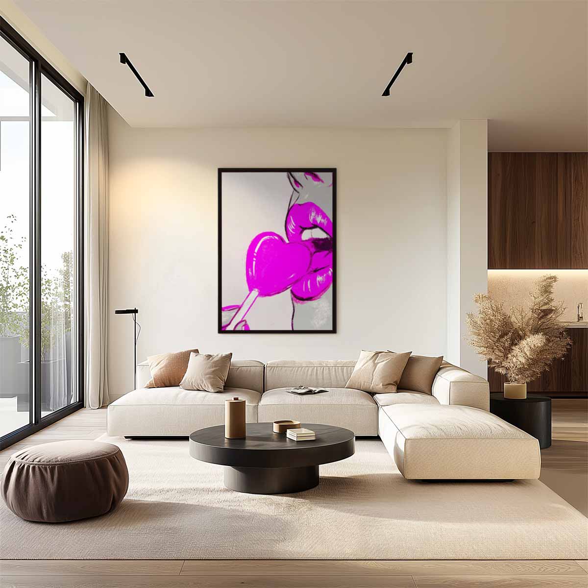 Pop Art Lolly Lips – dibond wanddecoratie in staand formaat
