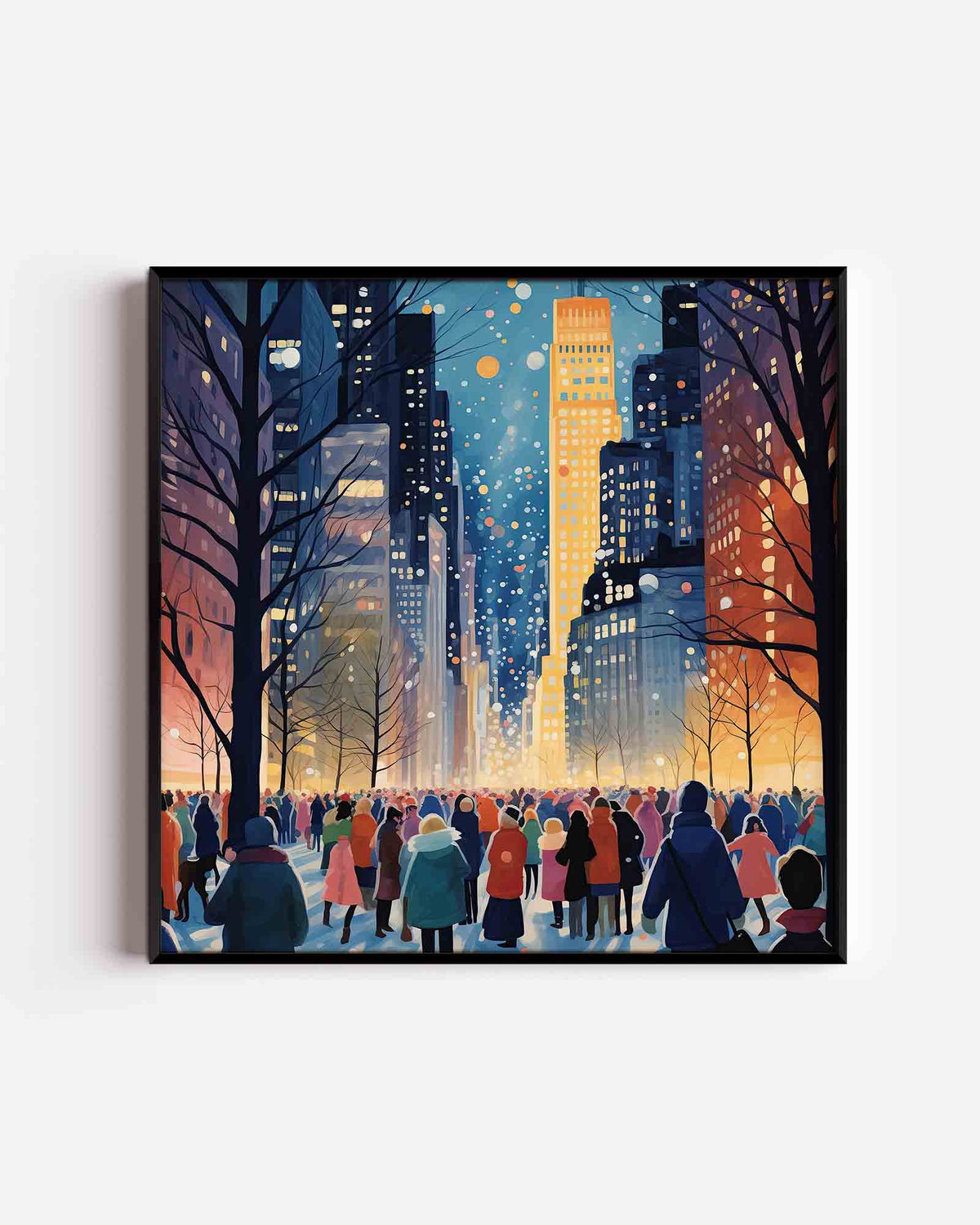 Winterse stadswandeling – kerst vierkante poster als wanddecoratie