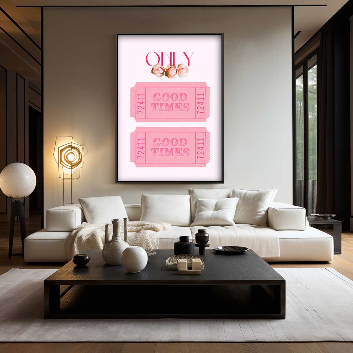 Roze Nostalgische Tickets – staand kunstwerk voor modern interieur