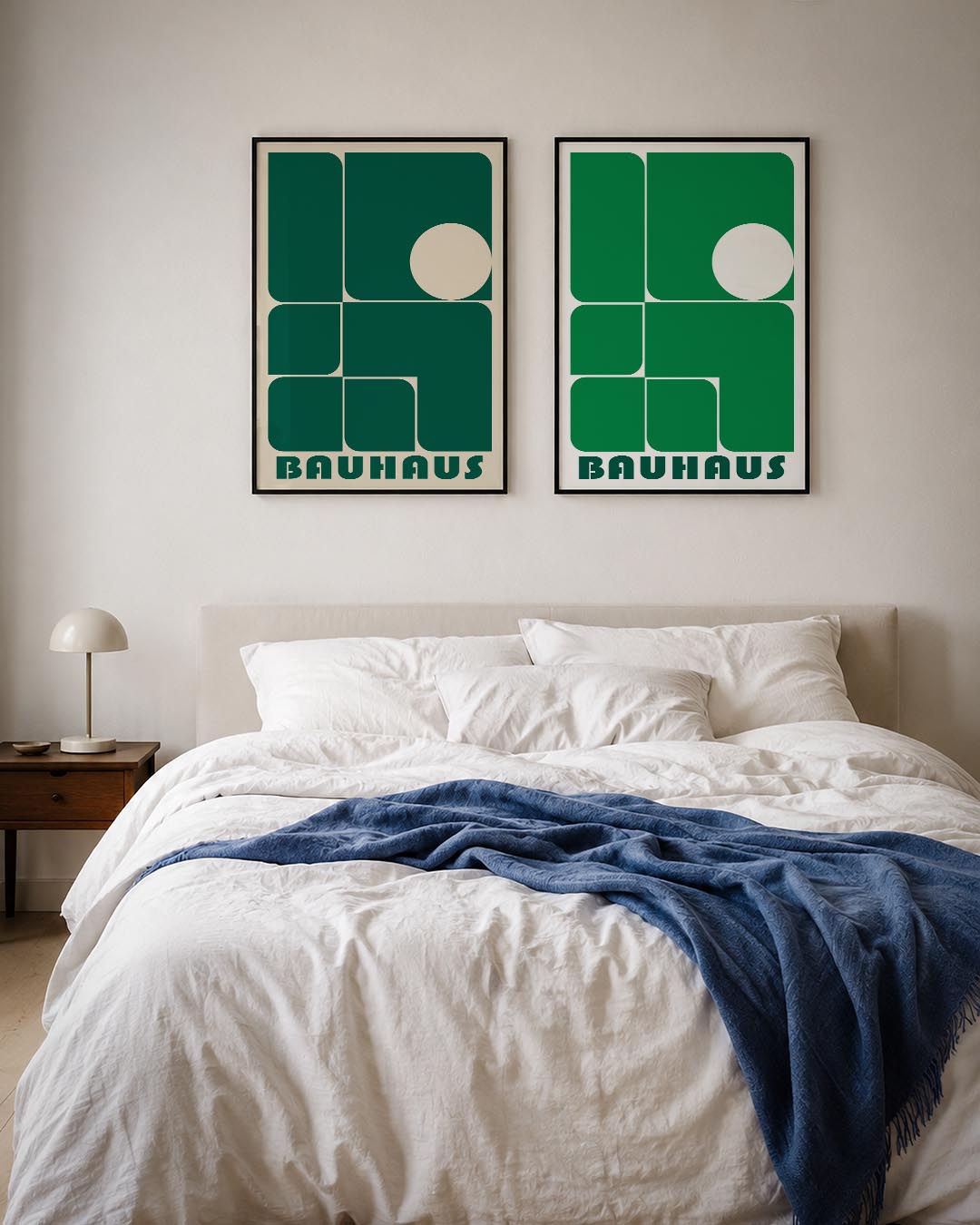 Vorm en balans Posterset-Bauhaus-geïnspireerde geometrische posters in een modern interieur
