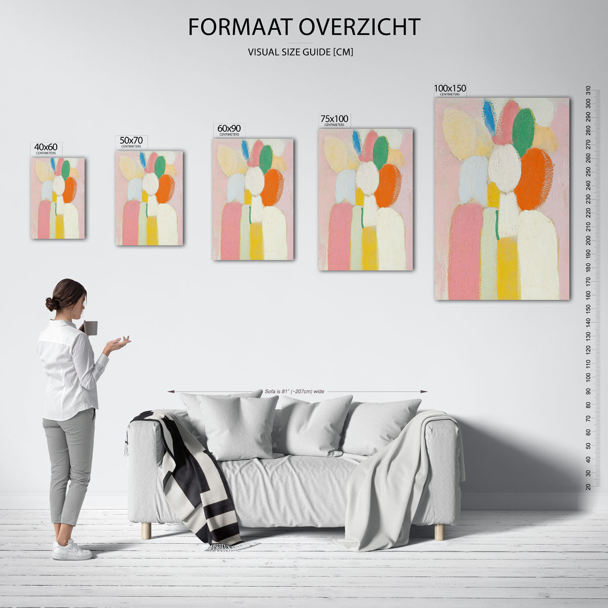 Kleurrijke vormen – staand wanddecoratie kunstwerk