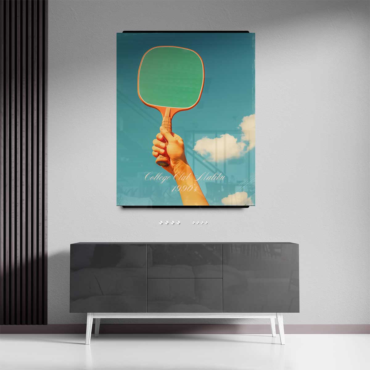 Vintage Tennis Racket – kunstwerk met zwarte baklijst