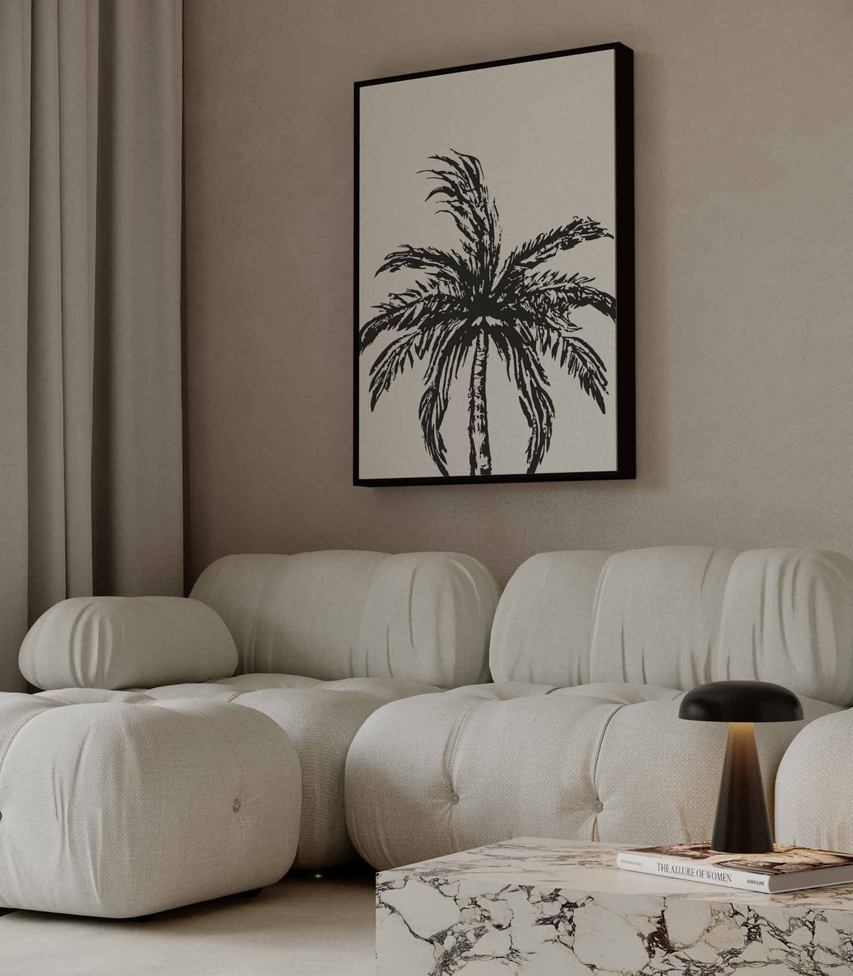 Zwart-Wit Palm Boom – canvas kunstwerk als wanddecoratie