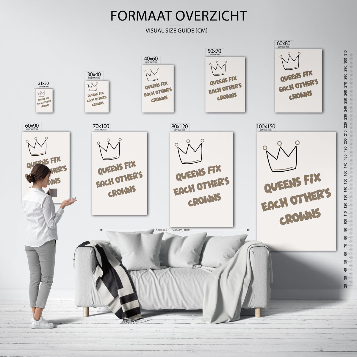 Kroon en tekst – staande muurposter in Pop Art stijl