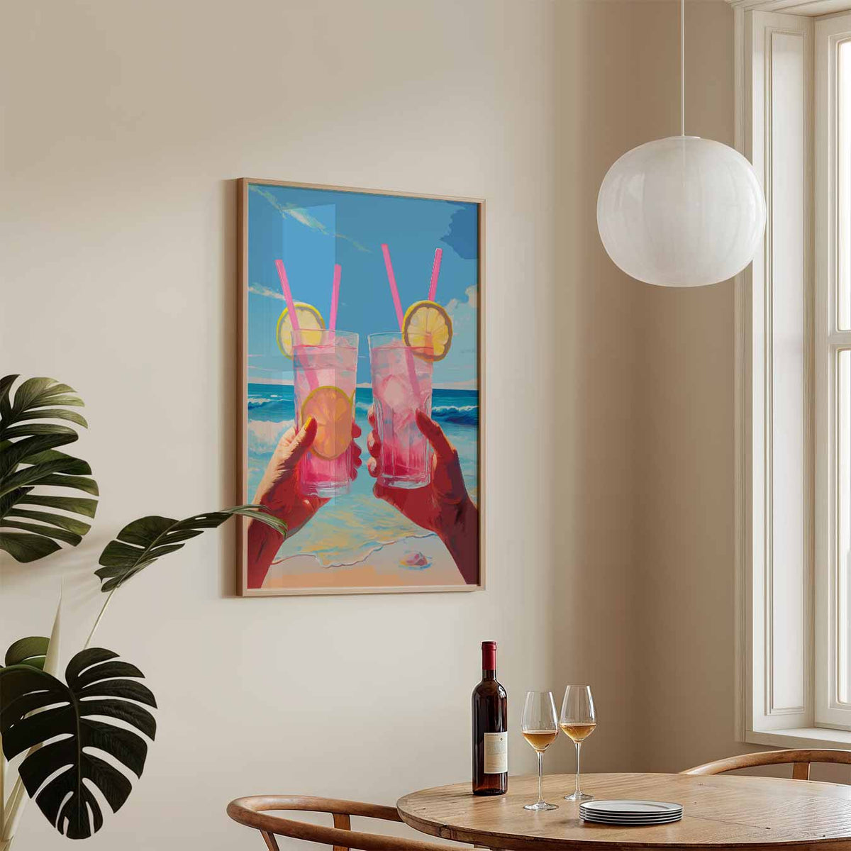 Zomerse Strandcocktail – zomerse wandkunst als portret poster