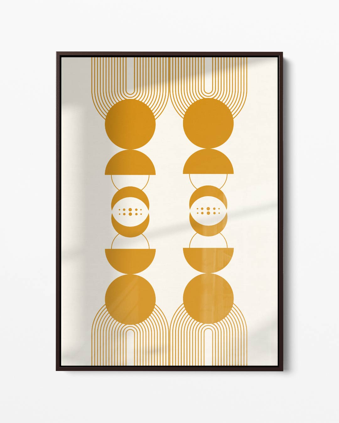 Retro Gele Geometrie Poster – portret kunstwerk als wanddecoratie