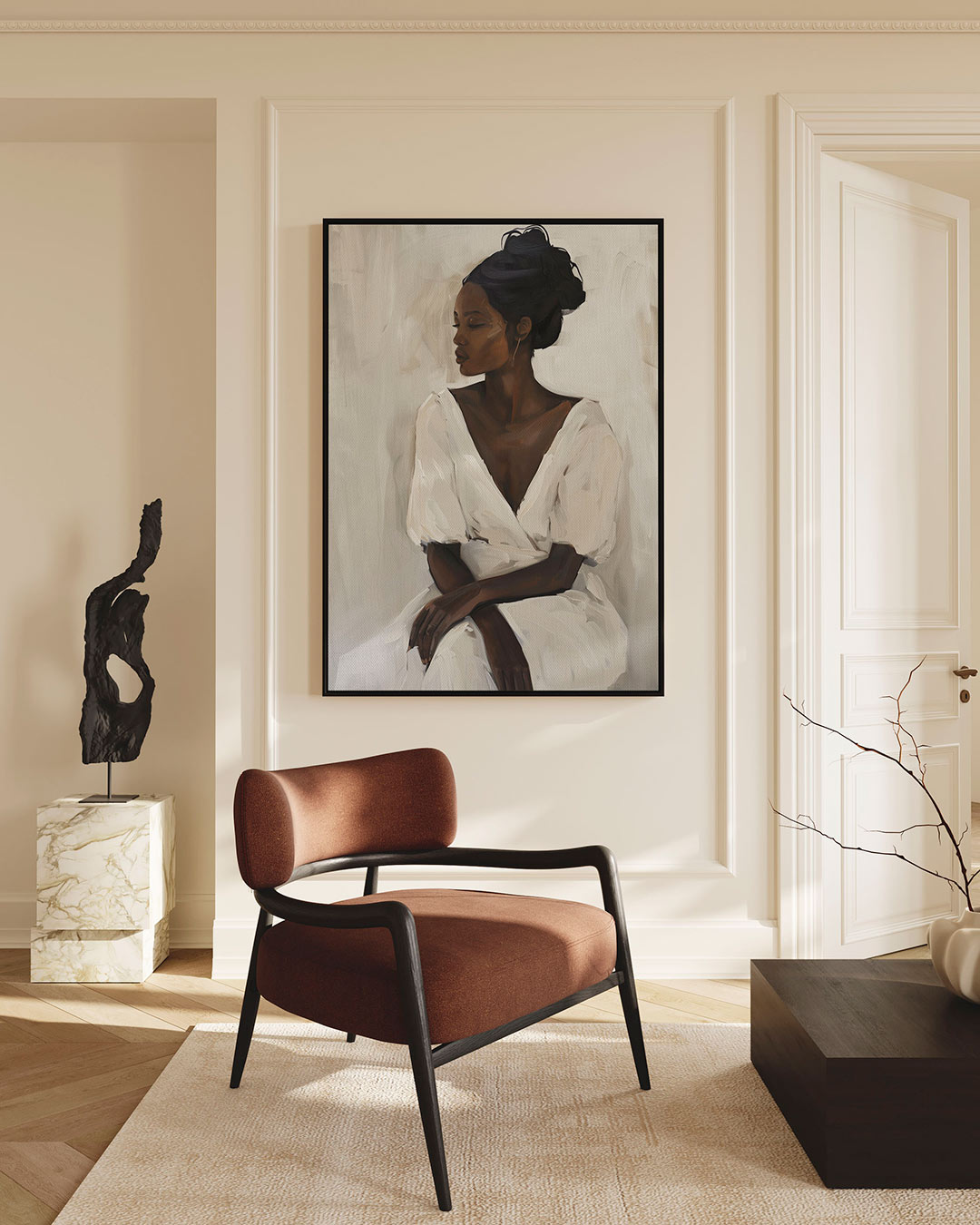 Elegante vrouwelijke pose – staande wanddecoratie