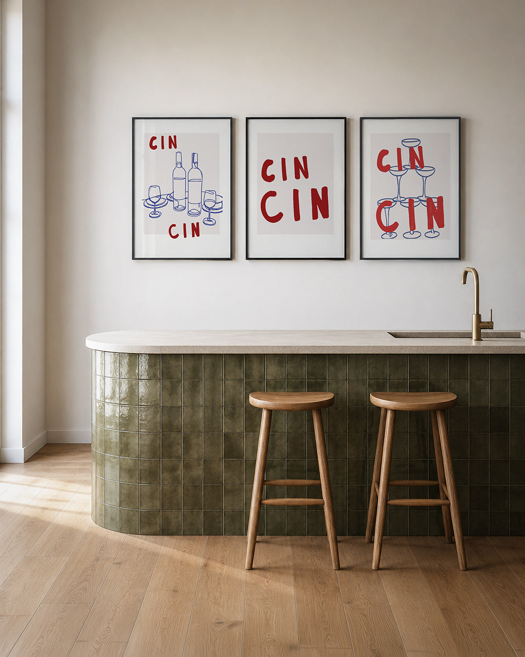 Lijnen en kleur – deze posterset in drie delen toont een speels lijnenspel van flessen en – weergave 2