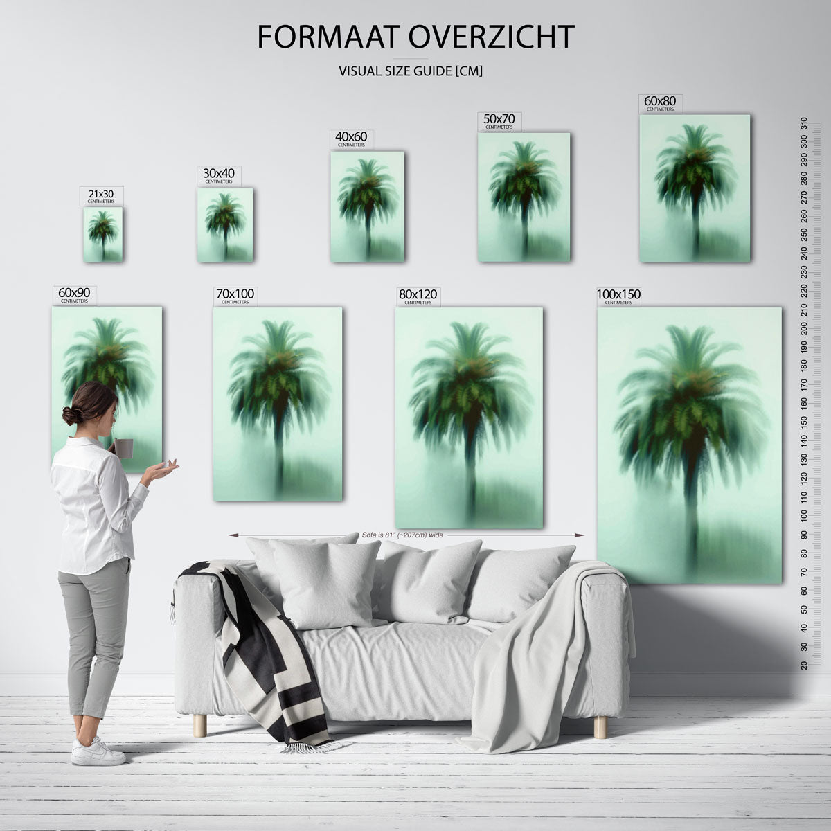 Vervagende palmboom – staande muurposter met jungle thema