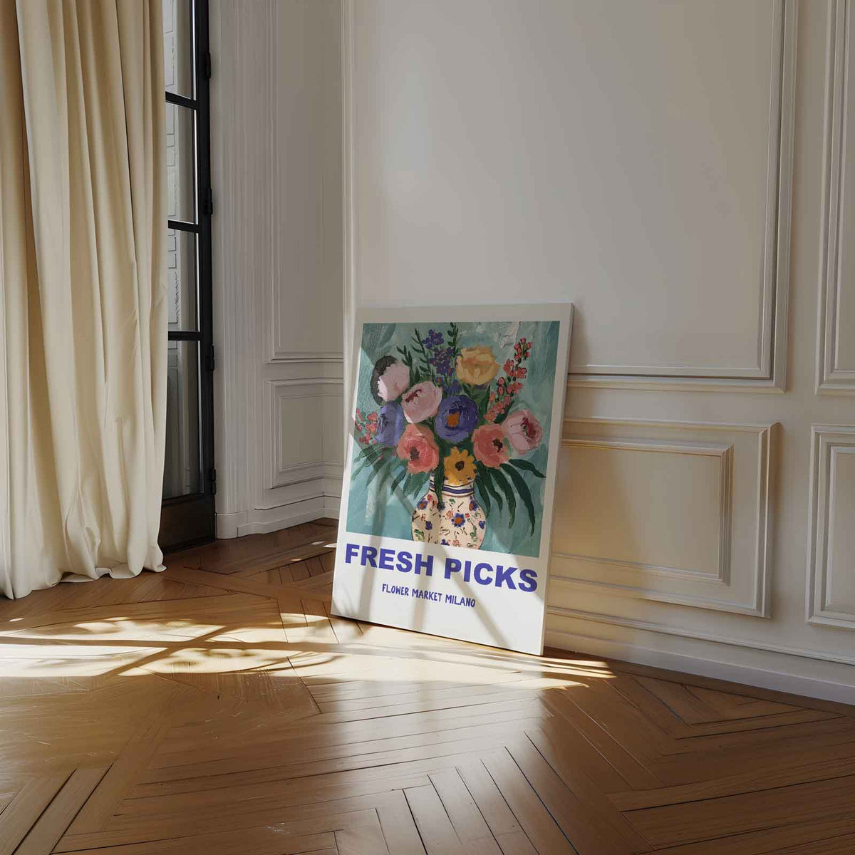 Bloemenpracht in Milaan – dibond wanddecoratie in staand formaat
