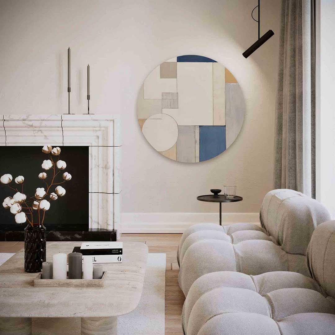 Geometrische vormen – abstracte textuur muurcirkel als wanddecoratie
