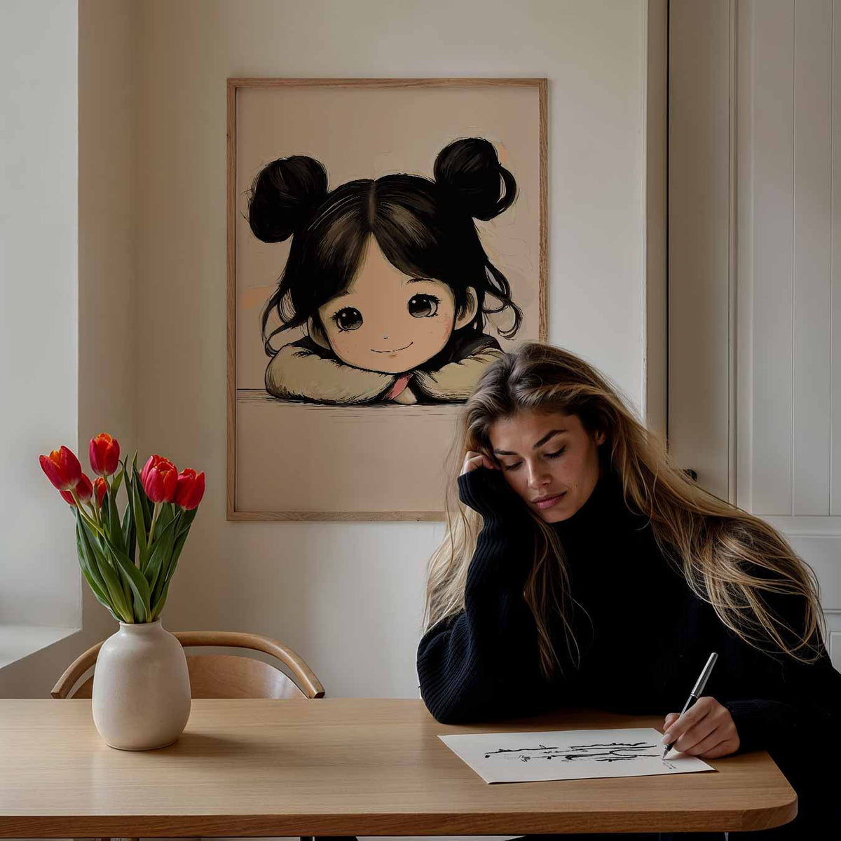 Schattige Kinderkunst – staande muurposter voor de kinderkamer