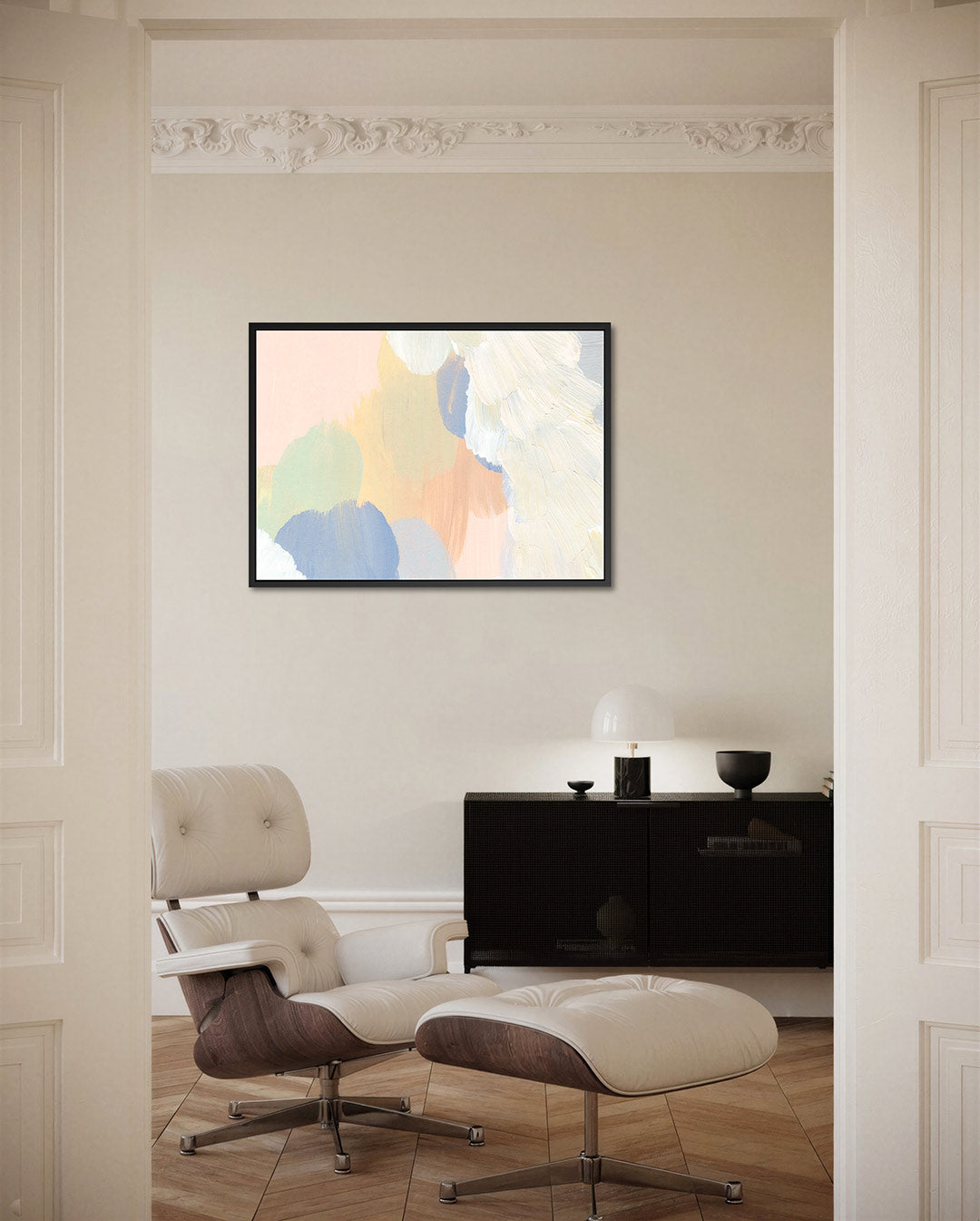 Zachte kleurenmix – liggende wanddecoratie