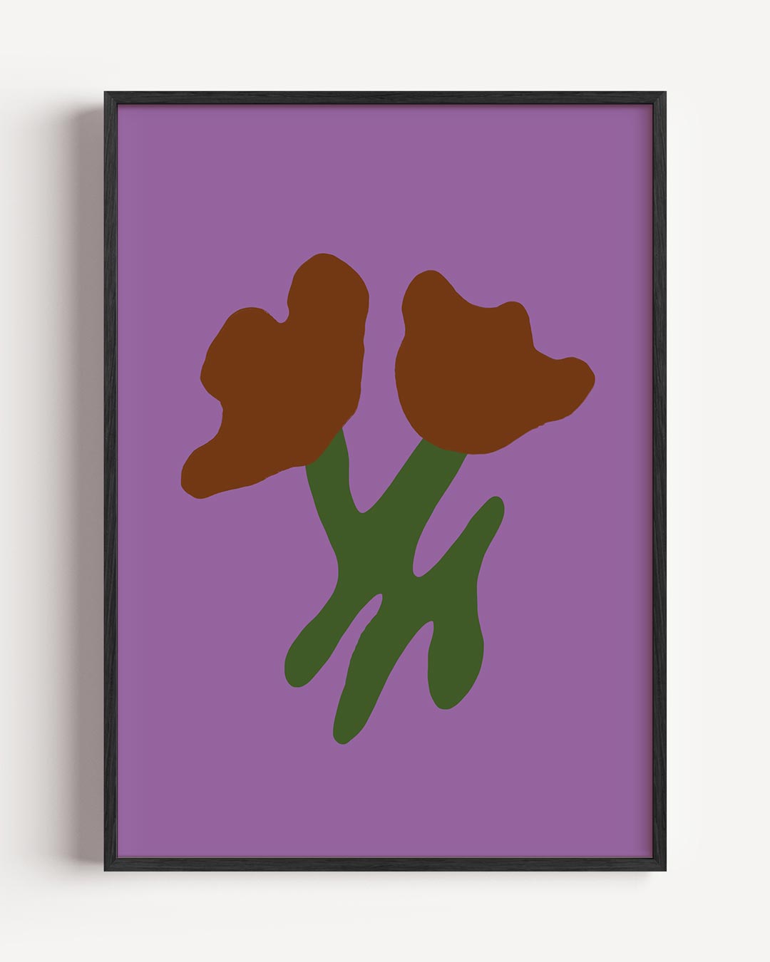Stijlvolle Bloemenposter op Paars – kleurrijke abstracte portret poster als wanddecoratie