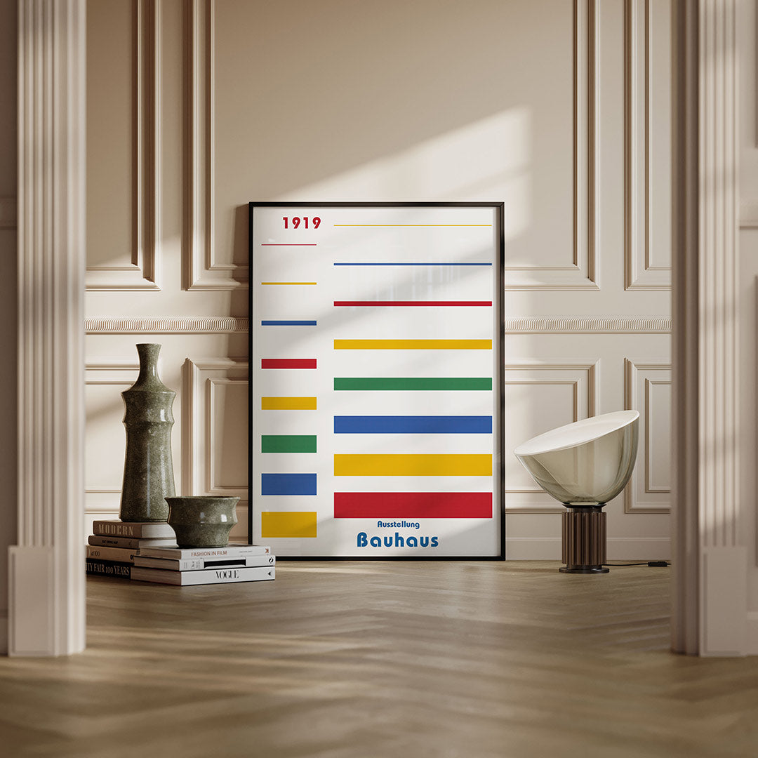 Lijnen en kleurvlakken – moderne Bauhaus wandkunst als poster