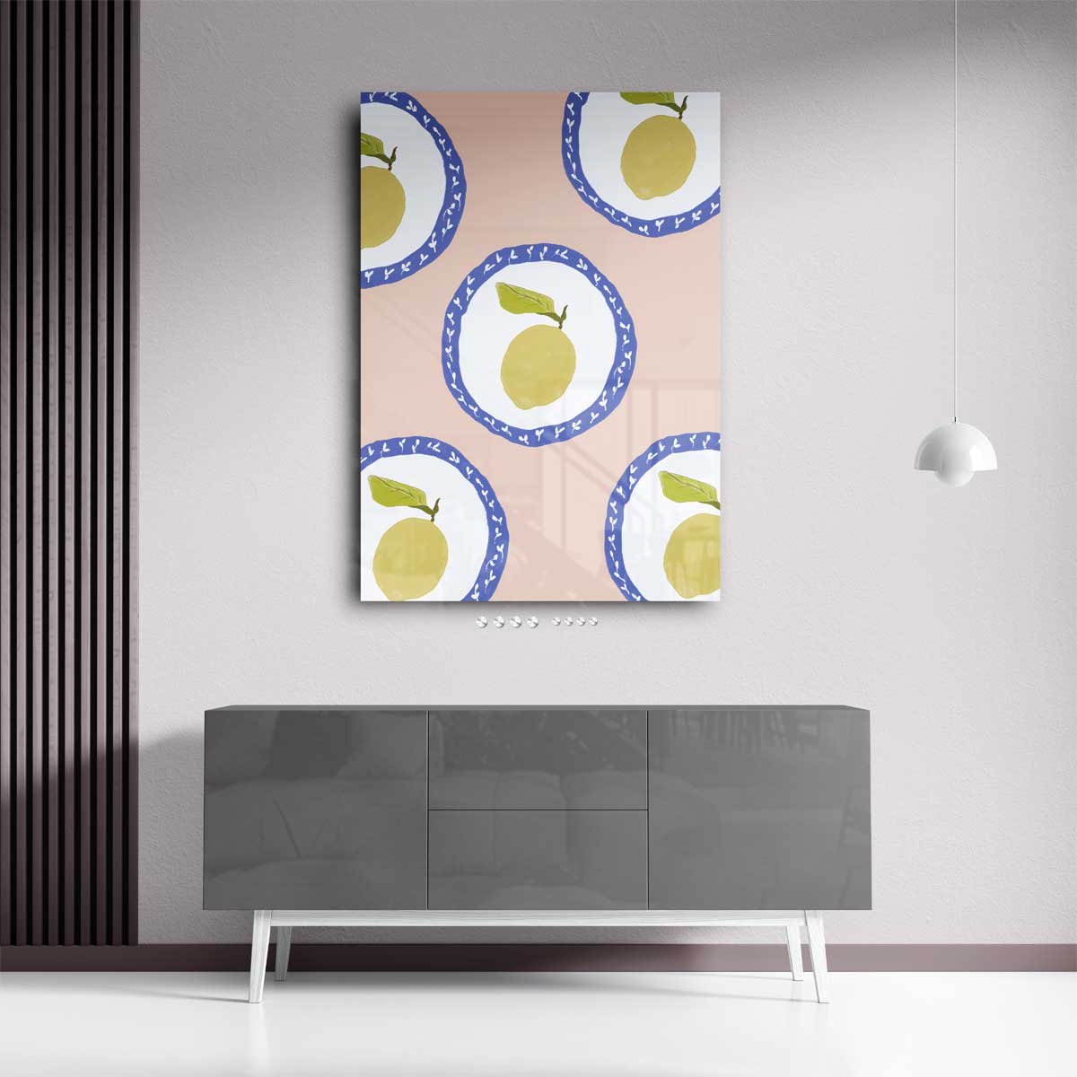 Zomerse Citroenen op Bord – staand kunstwerk voor modern interieur