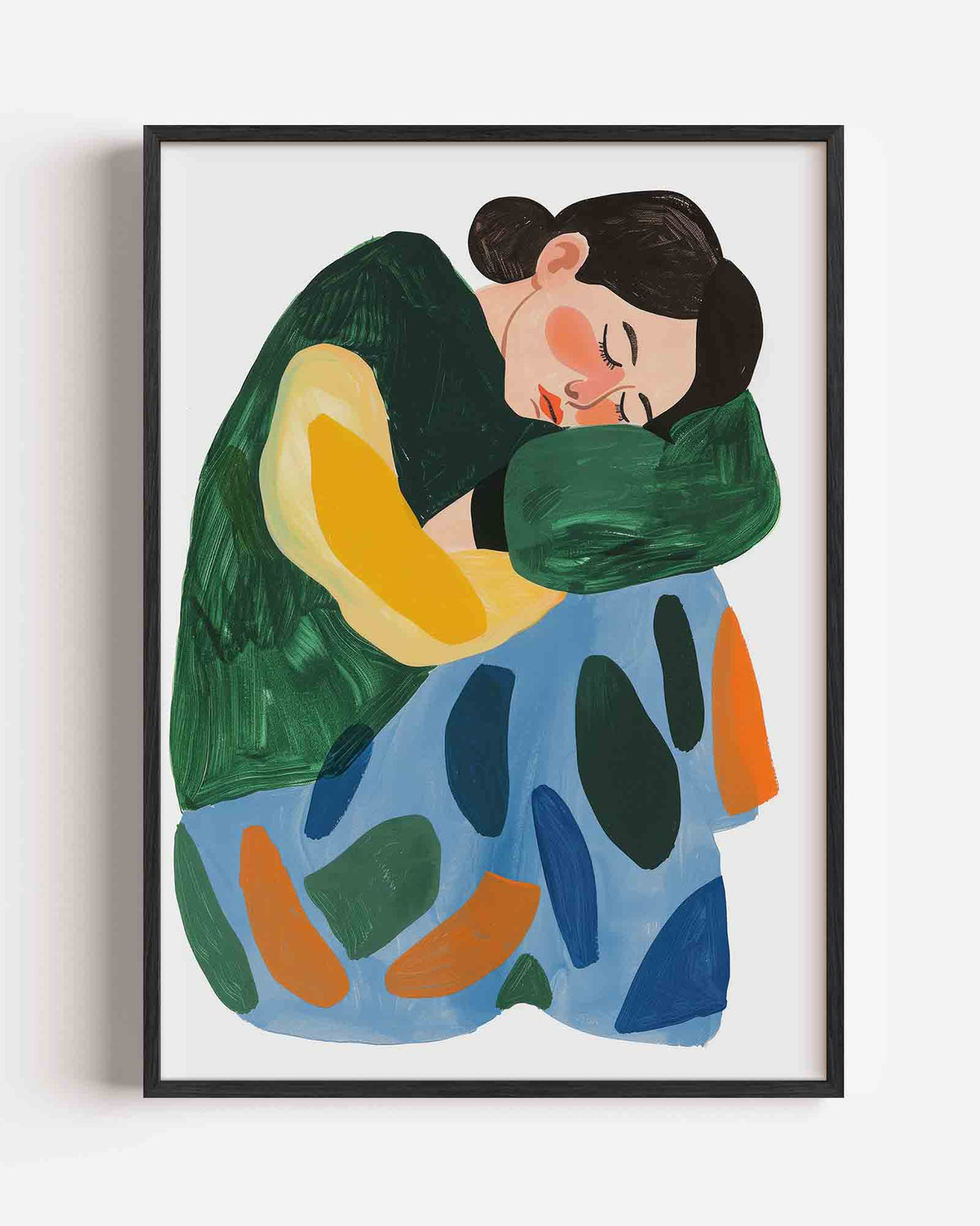 Slapende figuur – hedendaagse illustratie portret poster als wanddecoratie
