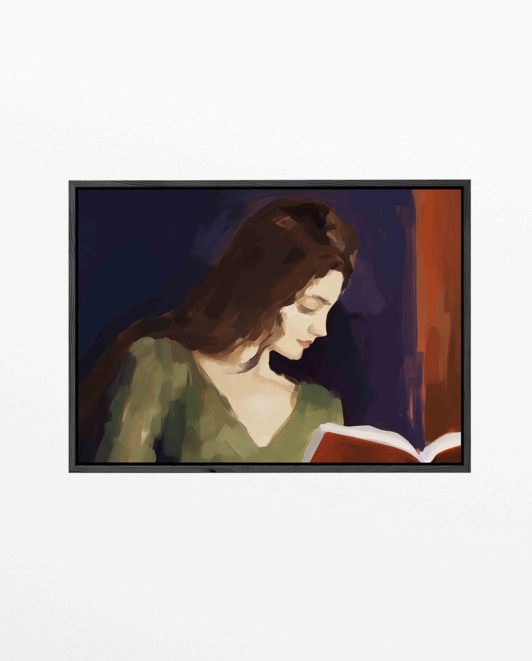Lezende vrouw – liggend portret kunstwerk