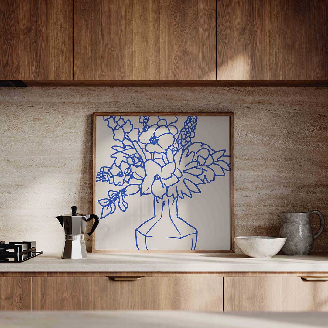 Bloemen in vaas – culinaire wandkunst als vierkante poster