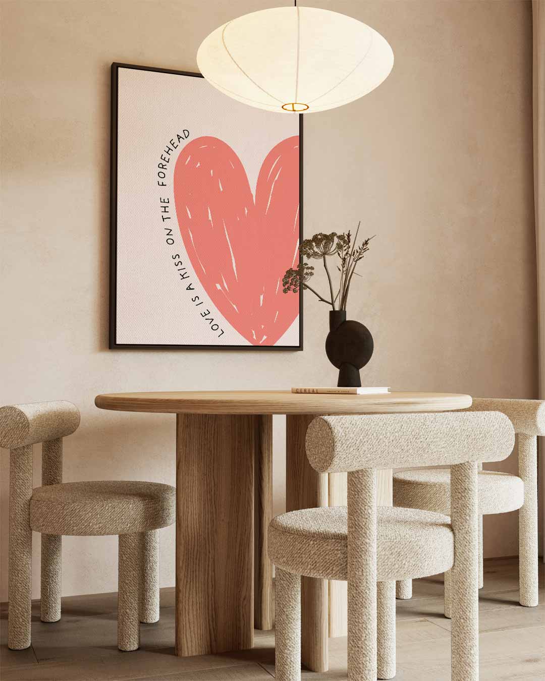 Voorhoofd Kus Liefde Kunst – kunstwerk met zwarte baklijst