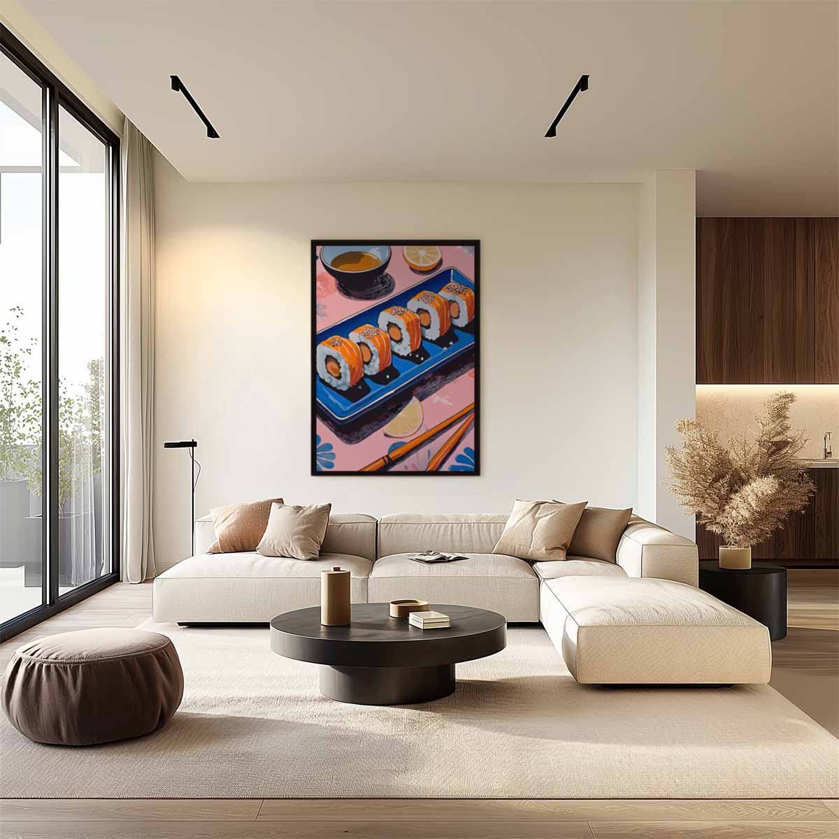 Sushi Delight Schilderij – kunstwerk met zwarte baklijst