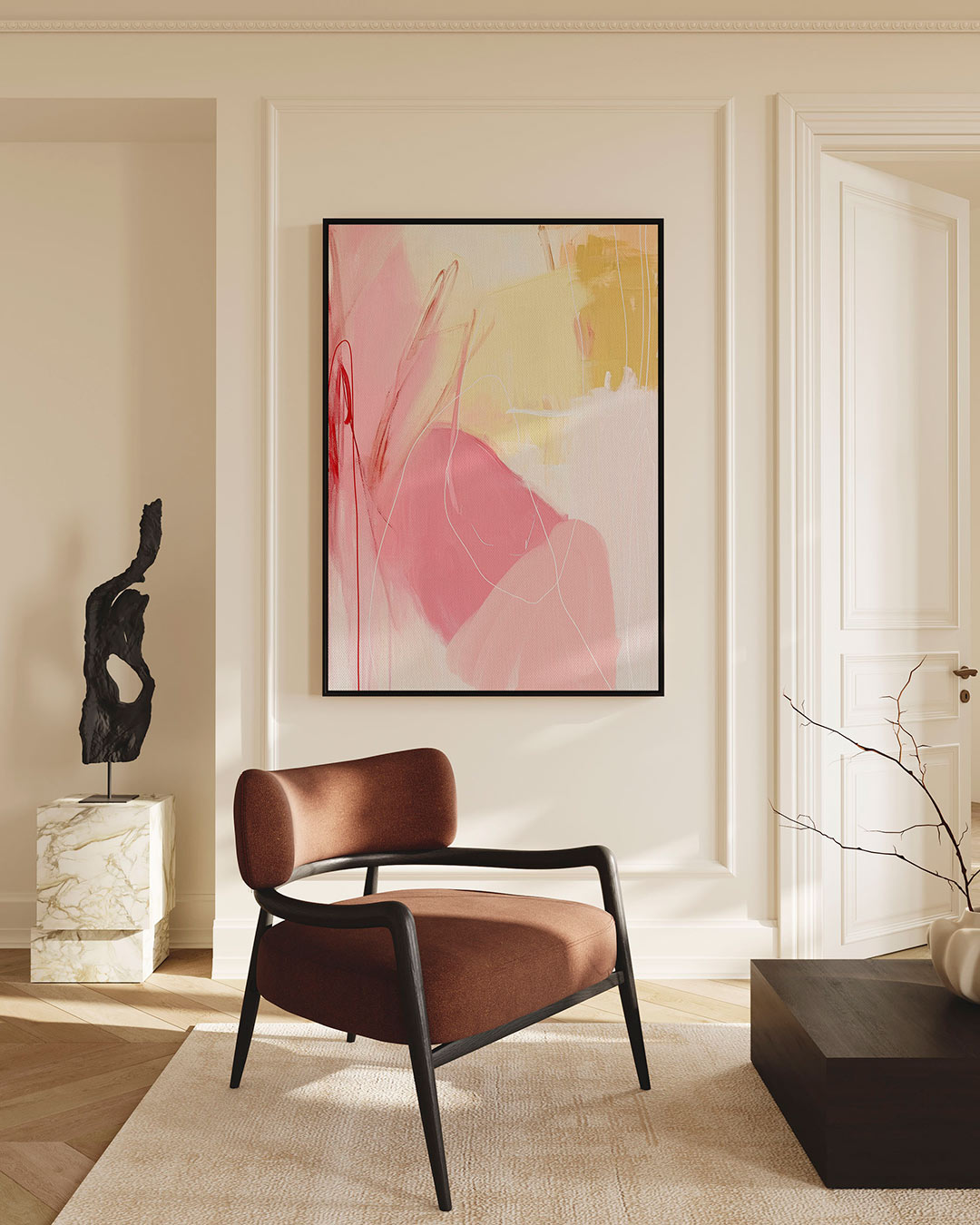 Dynamische kleurvlakken – staand wanddecoratie kunstwerk