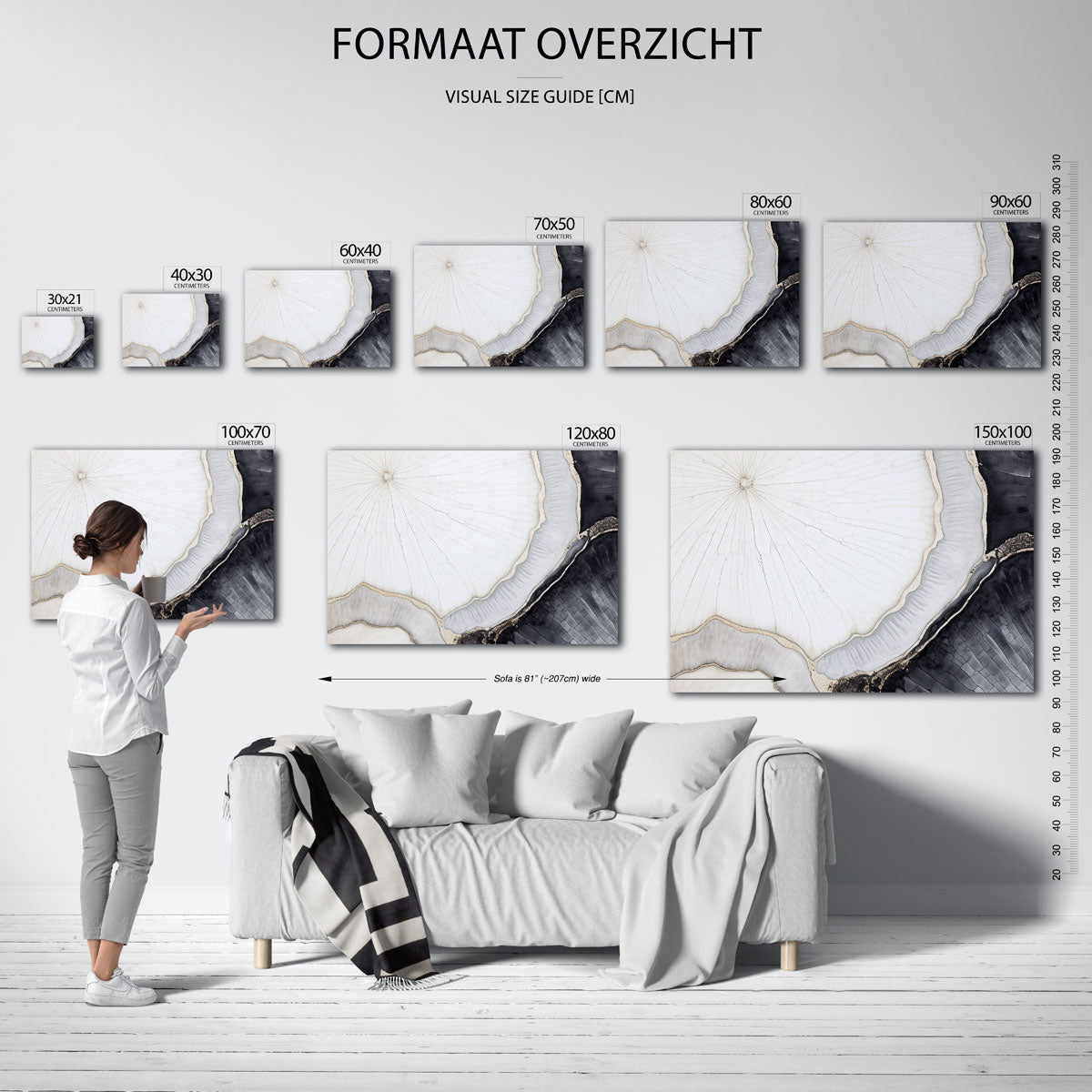 Abstracte lijnen en patronen – liggende muurposter met abstracte vormen