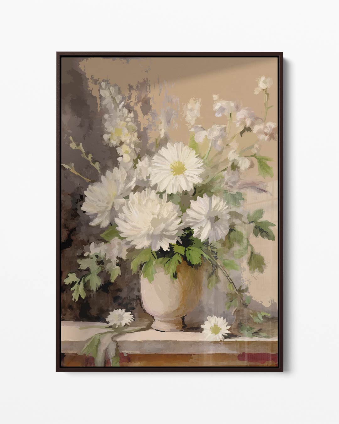 Elegante Bloemenpracht in Vaas – portret kunstwerk als wanddecoratie