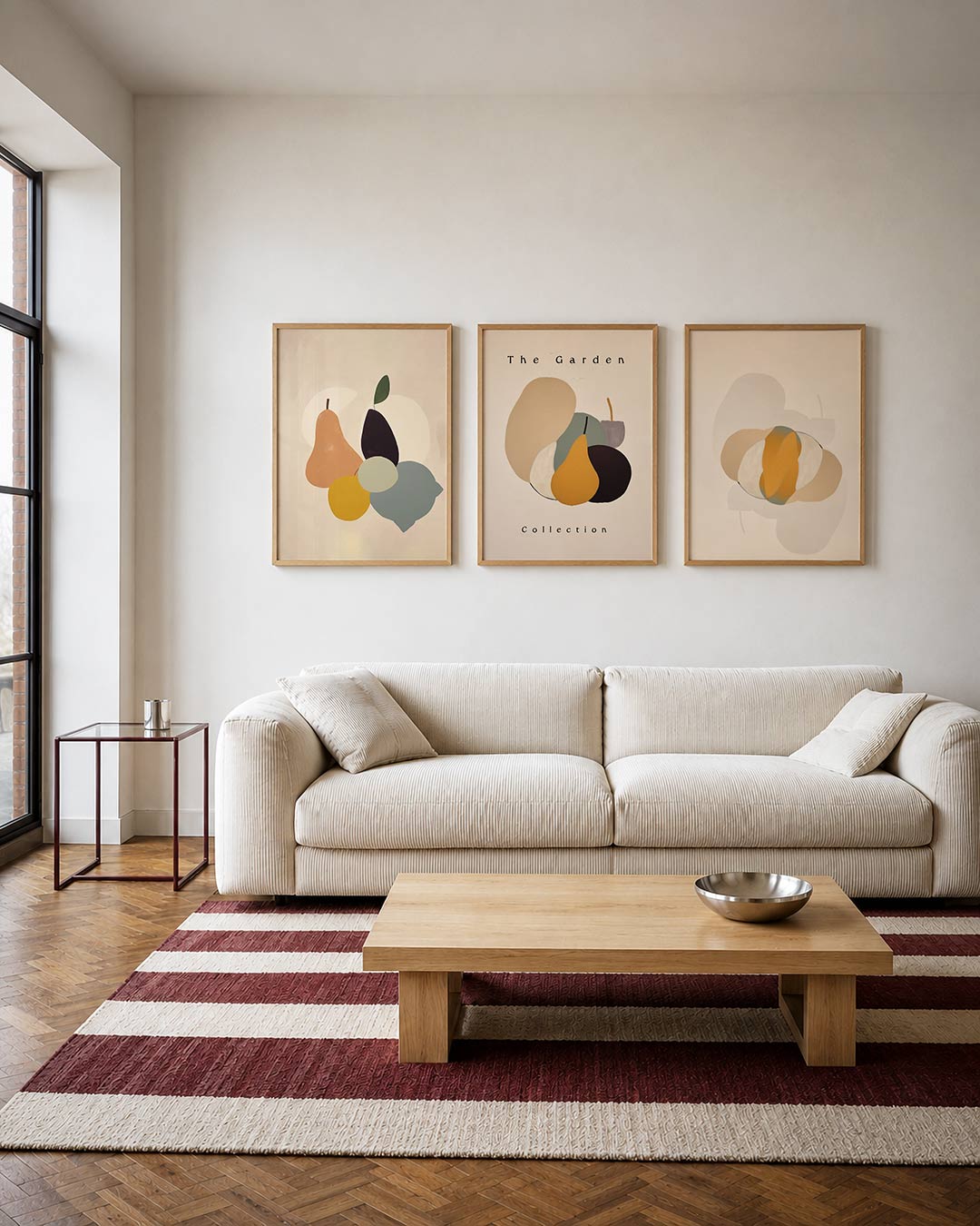 Vorm en kleurenspel – deze posterset toont een speelse compositie van organische vormen in zachte