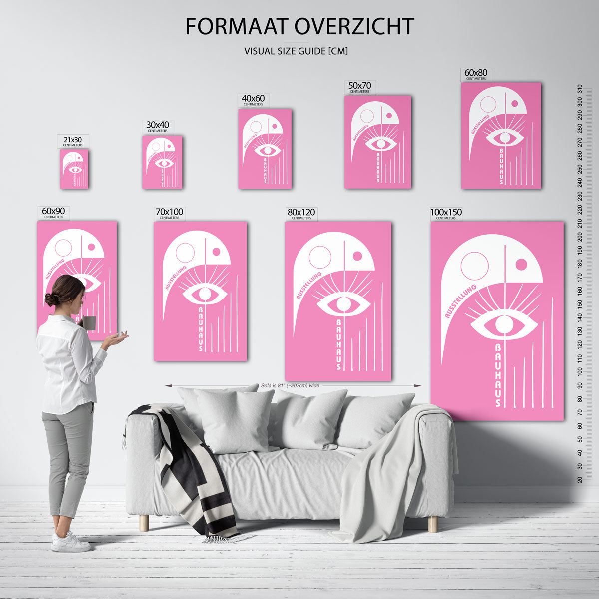 Oog en lijnen – geometrische poster in Bauhaus-stijl van WallArtistic