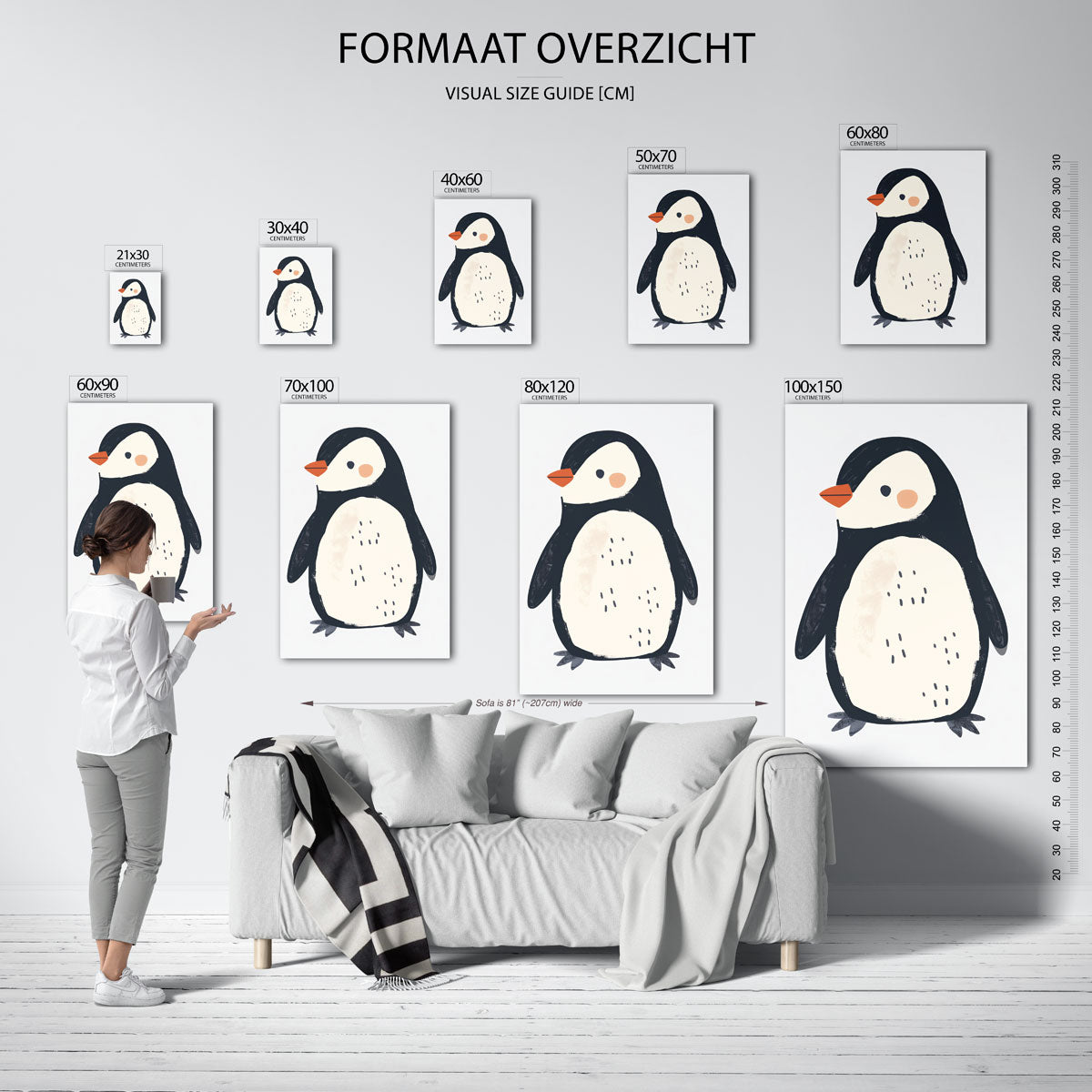 Schattige pinguïn – staande muurposter voor de kinderkamer