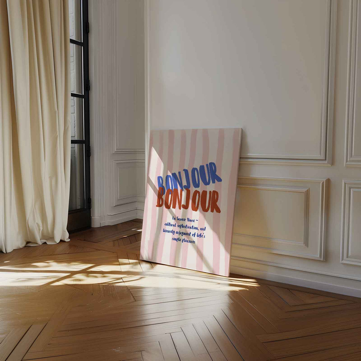 Bonjour Bonheur – dibond kunstwerk als wanddecoratie