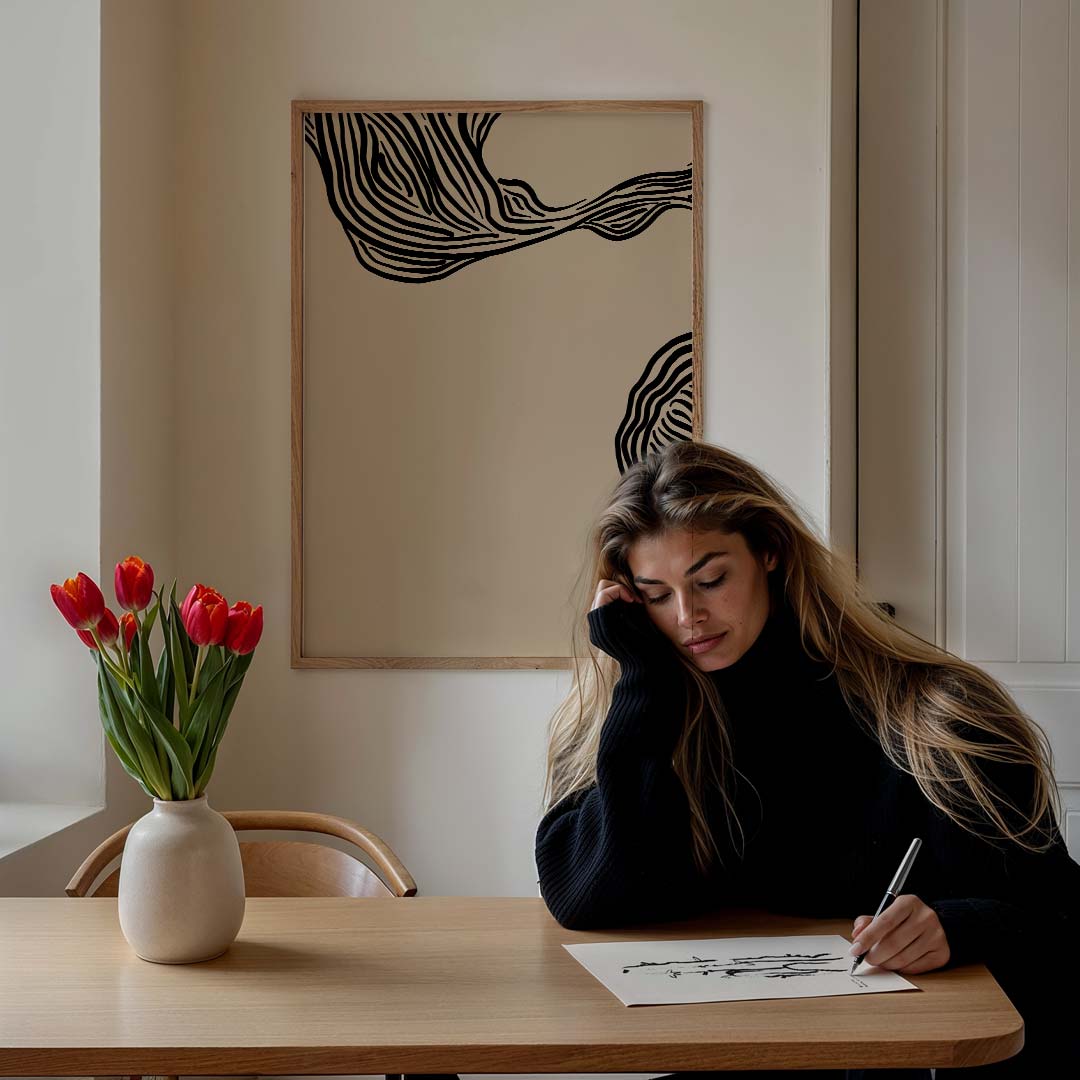 Natuurlijke Elegantie – staande muurposter met abstracte vormen