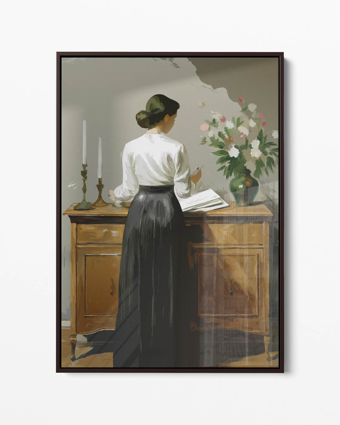 Geschetste Elegantie – portret kunstwerk als wanddecoratie