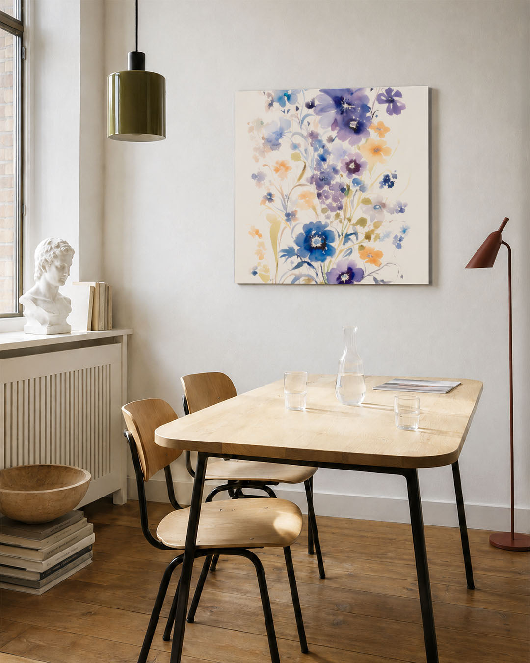 Kleurrijke bloemenpracht kunstwerk – vierkante wanddecoratie – dit kunstwerk toont een levendige verzameling bloemen in