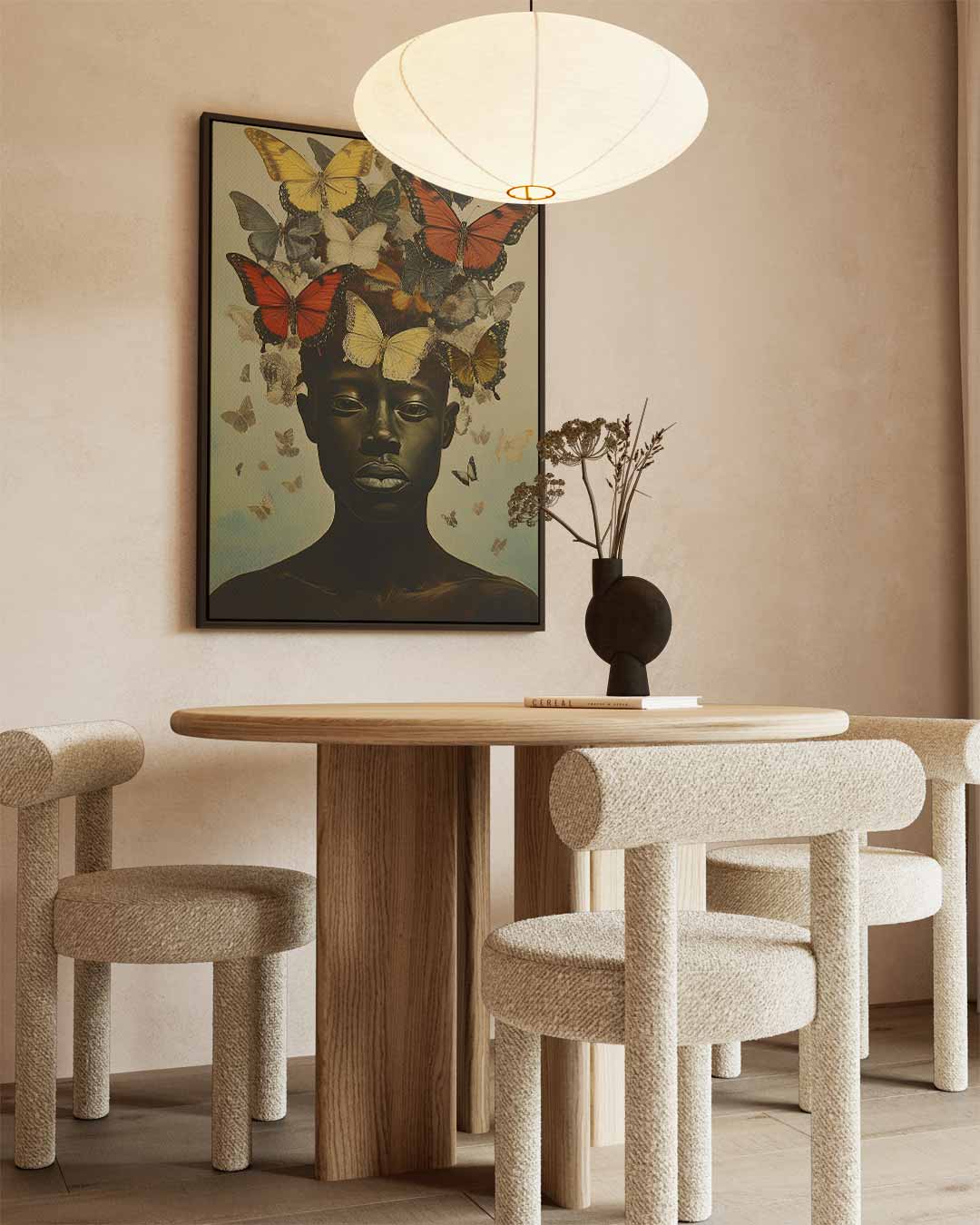 Vlinder Transformatie – dibond wanddecoratie in staand formaat