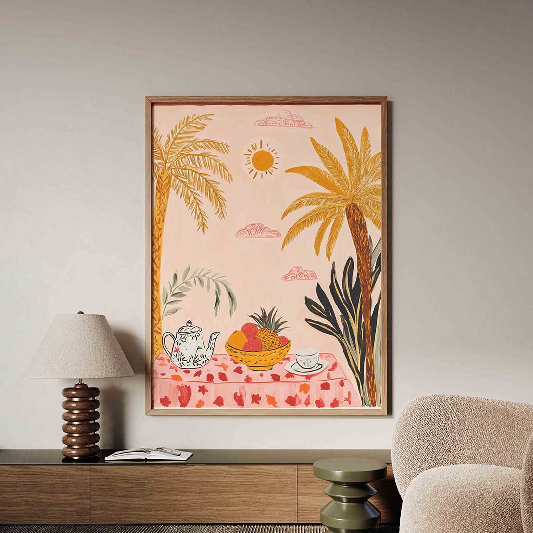 Tropische tafel met fruit – tropische jungle poster in staand formaat