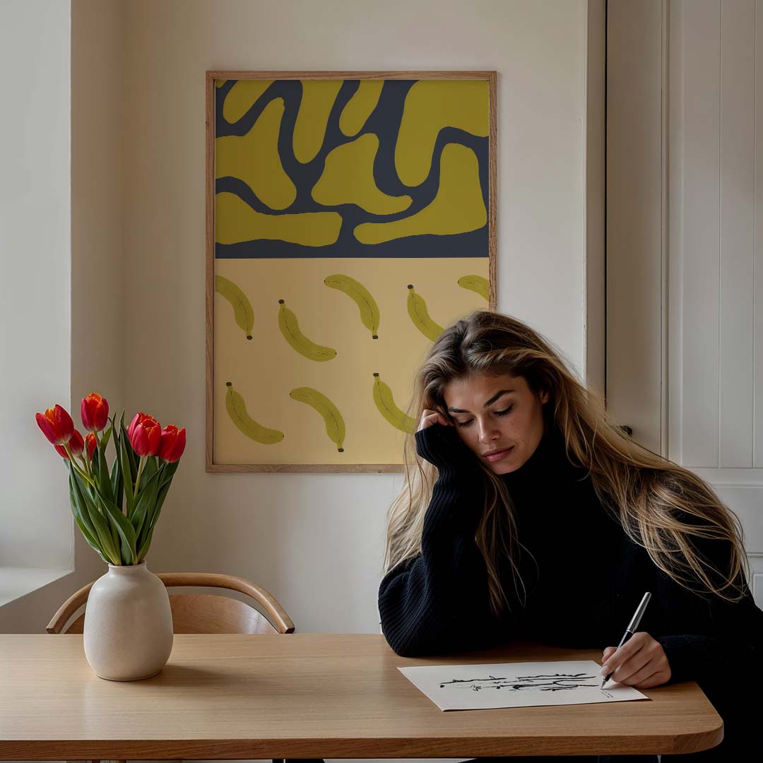 Bananen Jungle Vibes – culinaire wandkunst als portret poster