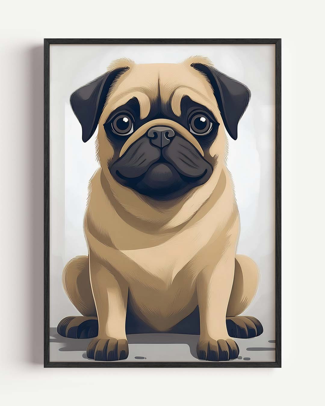 Schattige Mopshond – kids portret poster als wanddecoratie