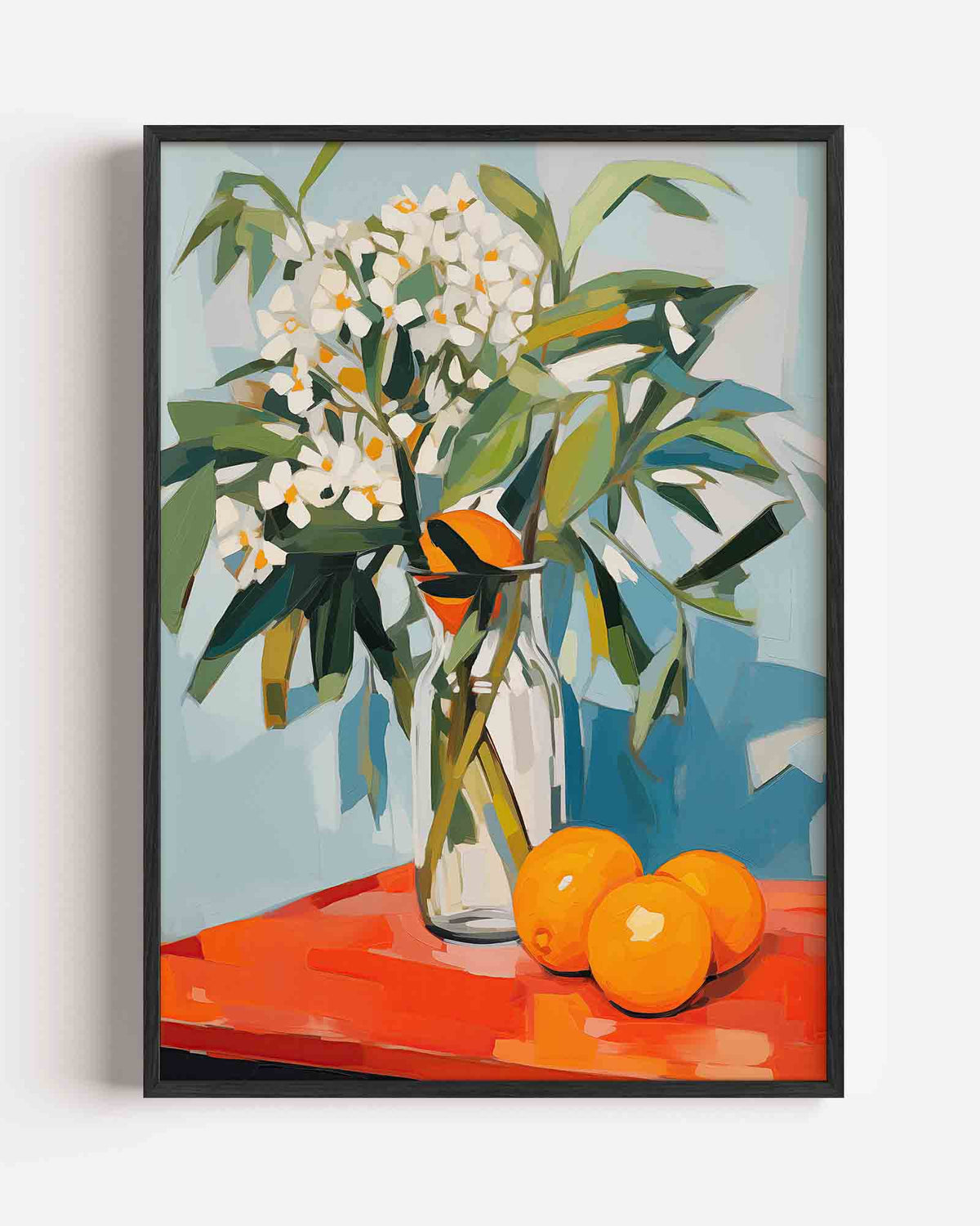 Bloemen en sinaasappels – bloemen portret poster als wanddecoratie