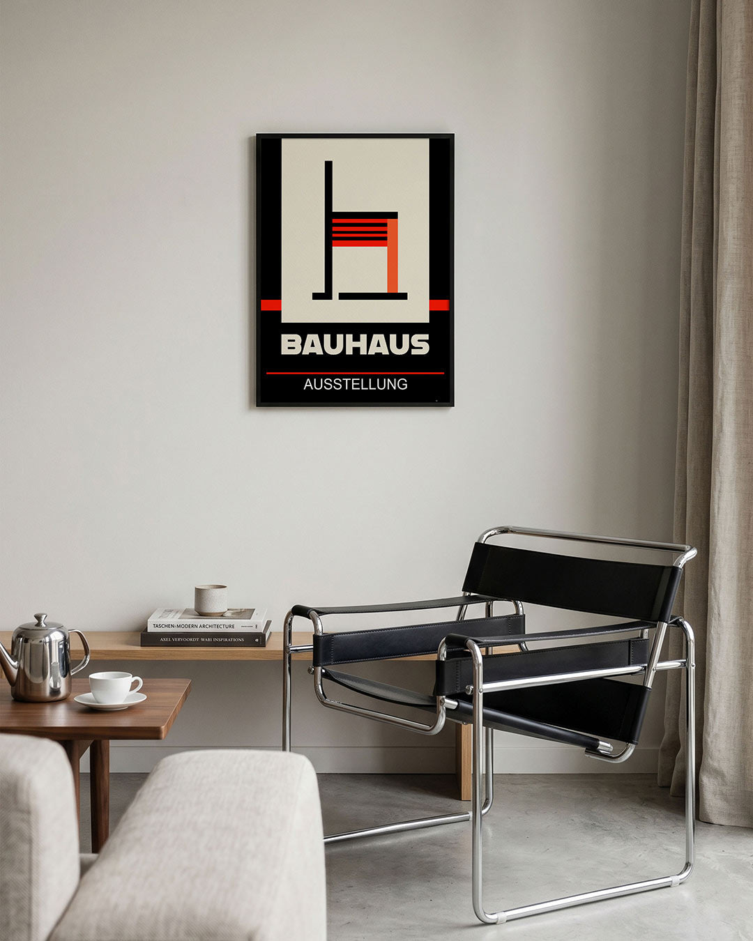Lijnen en vlakkenspel – geometrische Bauhaus poster in staand formaat