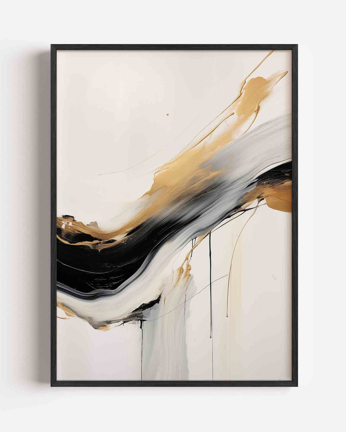 Gouden en zwarte stroom – botanische portret poster als wanddecoratie